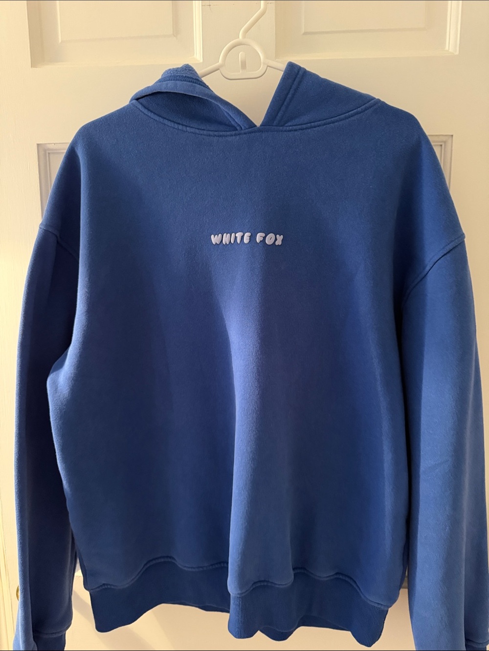 White Fox Blue Embroidered Hoodie